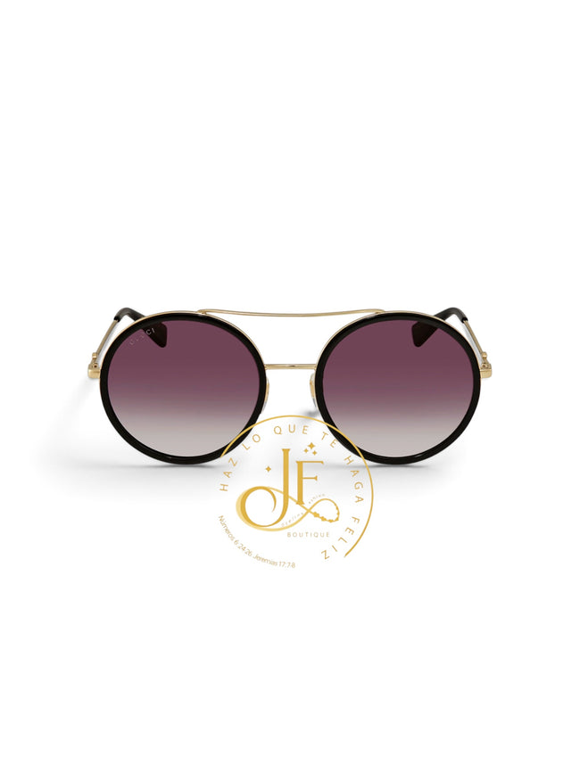 GUCCI Grey Gradient Round Sunglasses